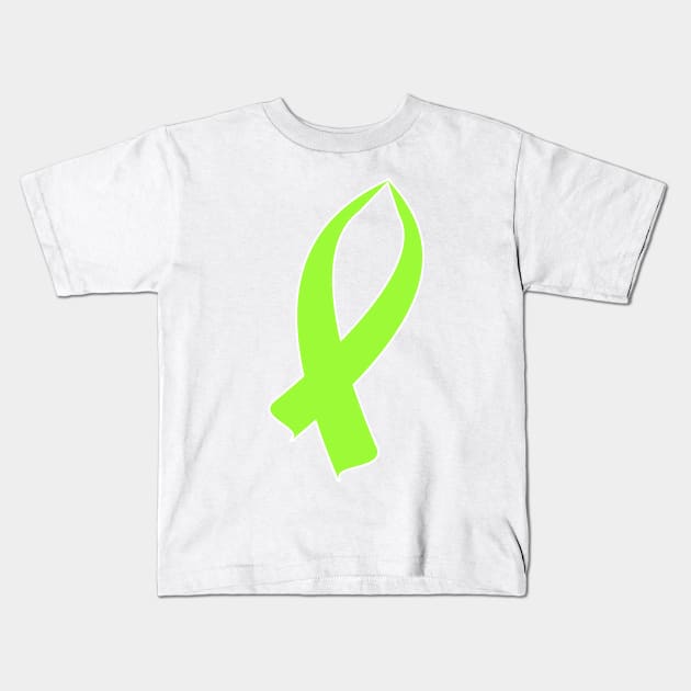 Awareness Ribbon (Lime Green) Kids T-Shirt by BlakCircleGirl